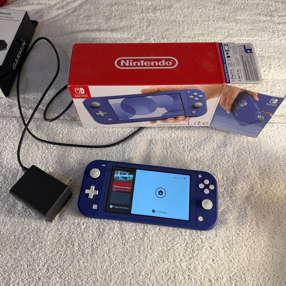 Nintendo Switch Lite Blue Handheld Console HDH-001 with Charger and Box